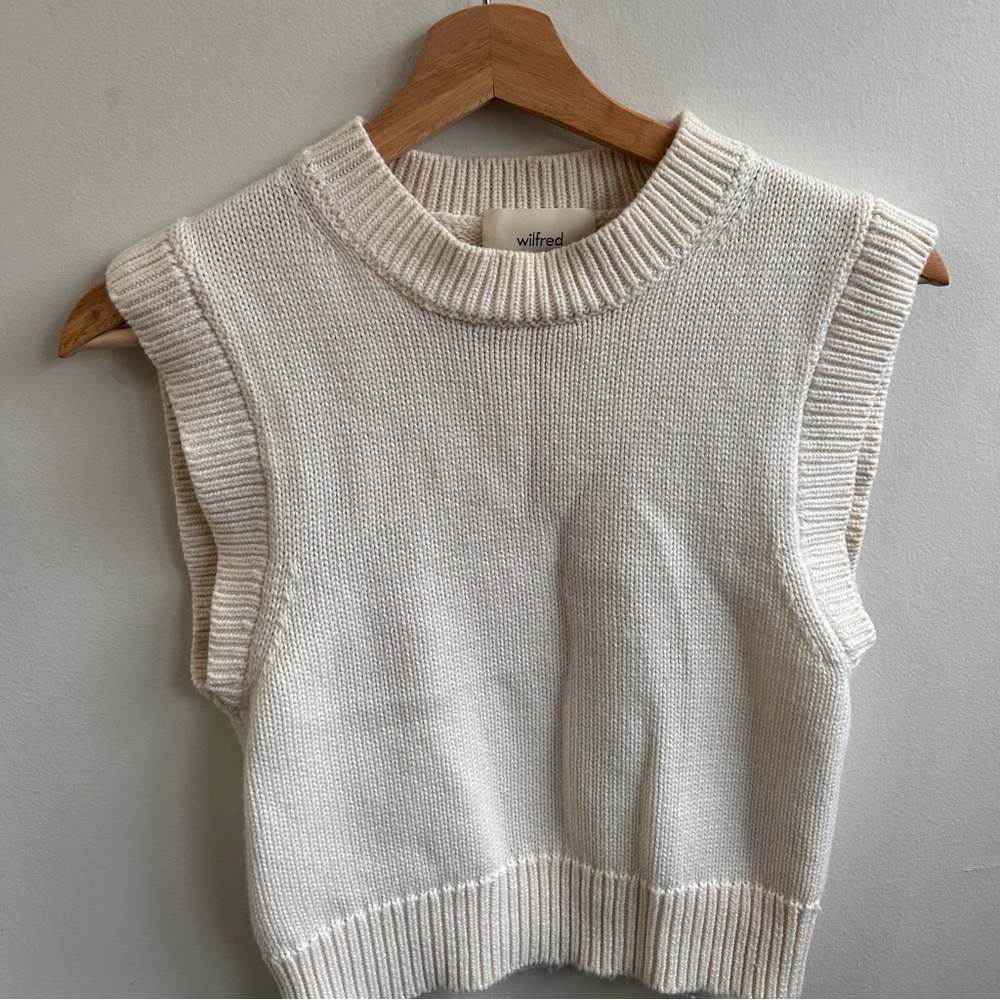 Wilfred Cream Knit Sweater Vest